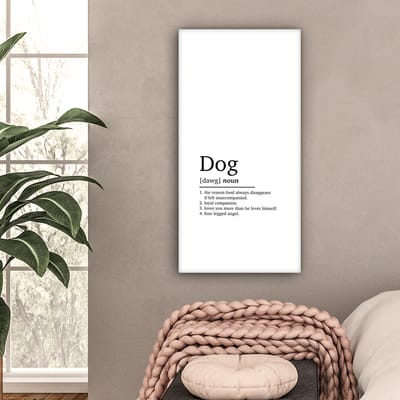Canvas Schilderij Dog - Woordenboek - Spreuken - Quotes - Hond definitie - 40x80 cm - Wanddecoratie