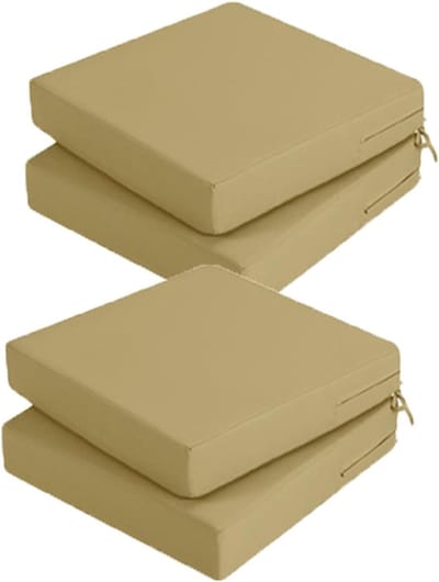 Stoelkussens Set - Zitkussens Buiten - Comfortabel Zitten - Waterdicht Antislip - 40x40cm 3cm Dik - Kaki