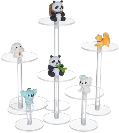Dailygoods- Tentoonstellingsstandaard Transparant - Display Standaard - Acryl - Miniaturen - 6 Sets - Afmetingen 80 x 51,5 mm / 80 x 76 mm / 80 x 101 mm - Displaystandaard