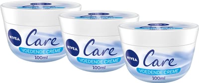 NIVEA Care Bodycrème - Crème Voor gezicht, handen en lichaam - 24 uur lang intensieve voeding - Voordeelverpakking: 3 x 100 ml