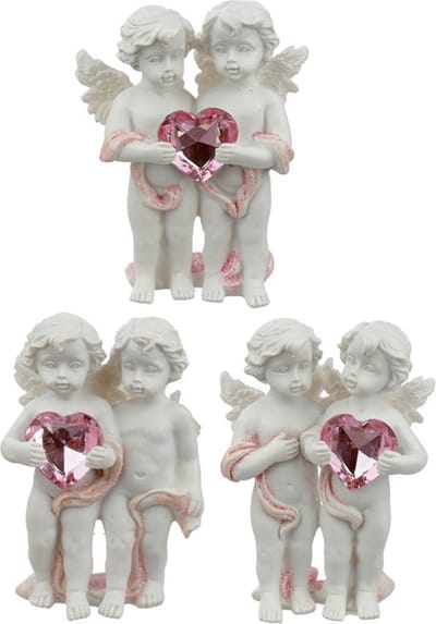 2 Cherubijntjes Engeltjes met hart Peace of Heaven Beeldje