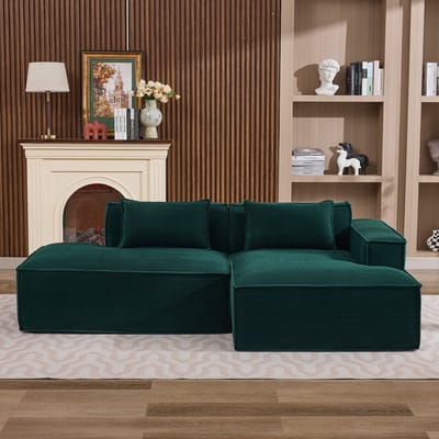Wishdor Bank - Compact Ontwerp En Elastisch Zitkussen - Moderne Stijl - Voor Woonkamer Of Kantoor - Polyester Bekleding - Retrogroen - 235 Cm