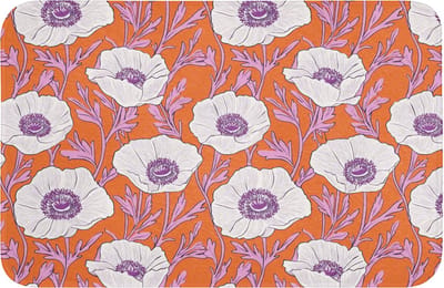 WC mat 60x40 cm - Antislip - Bloemen - Grafisch - Oranje - Toiletmat - Vloermat - Douchemat - Toilet tapijt - Toiletmatten