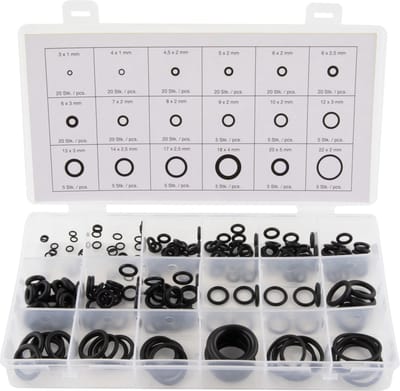NBR O-ringen assortiment - 18 soorten - 225 stuks - zwart