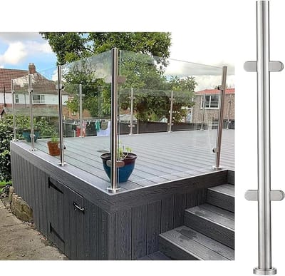 Glazen Balustrade Paal - Montage Set - Veilig Afscheiden - Roestvrij Staal - 140 cm - Zilver