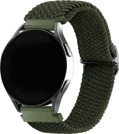 Strap-it Smartwatch bandje 20mm - gevlochten nylon bandje geschikt voor Samsung Galaxy Watch 7 (40 & 44mm) / Watch 6 (Classic) / Watch 5 (Pro) / Watch 4 (Classic) / Watch 3 41mm / Watch 1 42mm / Active (2) / Watch FE / Gear Sport - groen