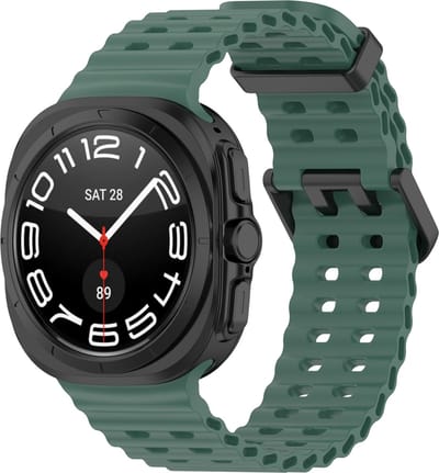 By Qubix - Compatible Samsung bandje - Marine Band siliconen - Donkergroen - Geschikt voor Samsung Galaxy Watch Ultra / Ultra 2 - 47mm
