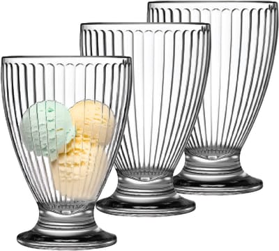 Urban Living IJscoupes/ijsschaaltjes - 3x stuks - 280 ml - glas - met relief - dessertschaaltje