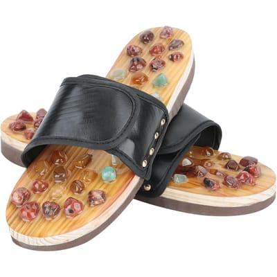 Pantoufles de Massage des Pieds Unisexes Pierre d'Agate Stimulateur de Points d'Acupuncture des Pieds Pantoufles pour les Soins de Santé (Noir)Noir 39 noir