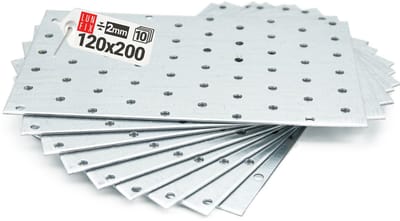 LUN FIX - Flachverbinder 200 x 120 x 2mm - 10 stuks - Lochplaat - Verbindingsplaat - Verbinder - Houtverbinder - Verzinkt