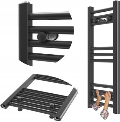 Granitan Badkamerradiator Breno - 30x70cm - Zwart - Ladderradiator - Handdoekradiator