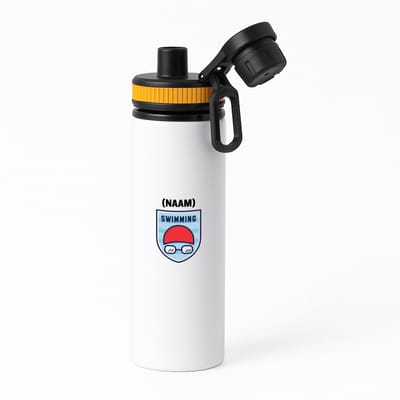 Hacebo® - Zwem met eigen naam waterfles met draaidop oranje - Zwemmen - Zwemmer - Sport - water fles - 850ML