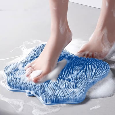 Daity 1-Pack - Voetscrubber voor onder de douche - voet- en rugscrubber met zuignap - siliconen voetreiniger voor exfoliatie en massage (blauw)
