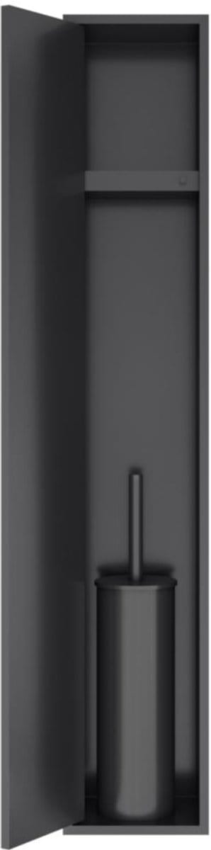 Hotbath &More PH60B inbouwnis en toiletborstelhouder 16x60x12,6cm geborsteld zwart PVD