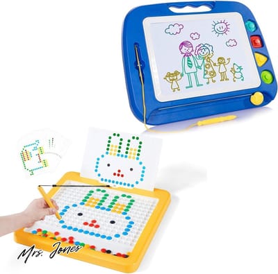 Mrs. Jones Magnetisch Tekenbord Magna Dots Doodle Pad Groot Magneet Schets Tablet voor Kinderen Zintuiglijk Kunst Leren Peuter Speelgoed Voorschools Reis Cadeau voor Jongens Meisjes Leeftijd 3 4 5 - Creatief Spelen Educatief Speelgoed .