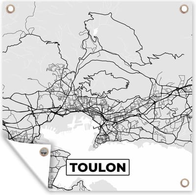 Tuin poster Toulon - Frankrijk - Plattegrond - Kaart - Stadskaart - 200x200 cm - Tuindoek