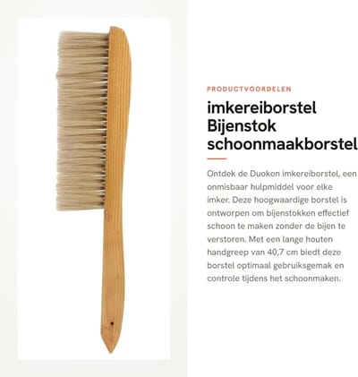 Dailygoods- Imkereiborstel - Houten Handgreep - Dubbele Rij Imitatiemanen - Bijenstok Veeggereedschap - 40,7 cm - Lichtgewicht 82 g - Bijenborstel