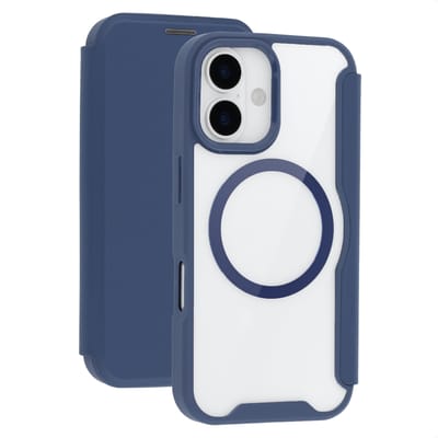 imoshion Hoesje - Geschikt voor Apple iPhone 16 - Transparante Bookcase geschikt voor MagSafe - Blauw