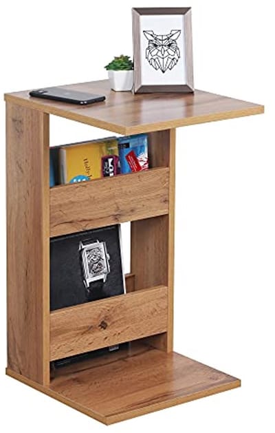 Kleine bijzettafel C-vorm 35 x 60 x 40 cm - Eiken bruin