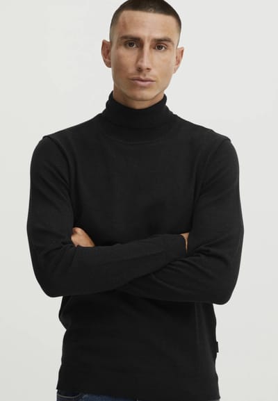 Blend - Heren Sweater (lekker fijn warm) - Coltrui - Zwart – 100% organic material - Maat S