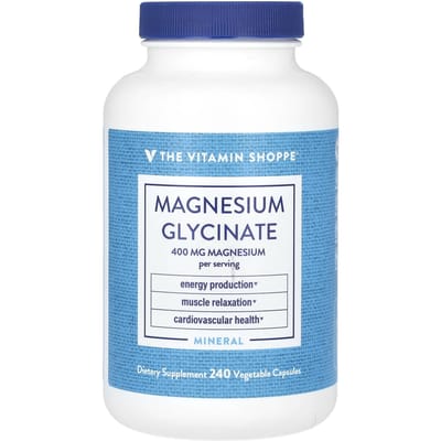 The Vitamin Shoppe, Magnesiumglycinaat, 400mg, 240 Veggie Capsules (100mg per capsule)