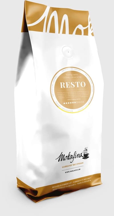 Mokafina Resto koffie gemalen koffie | pak van 1 kg | sterkte van 6