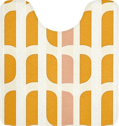 WC mat met uitsparing 55x60 cm - Antislip - Geometrisch - Patroon - Geel - Roze - Toiletmat met uitsnijding - Vloermat - Douchemat - Toilet tapijt - Toiletmatten