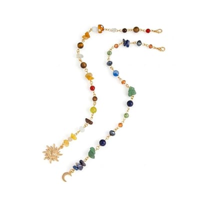 Goudkleurige haarketting dames kralen haarketting met gekleurde stenen hanger bohemian haar accessoire fijne schakel ketting