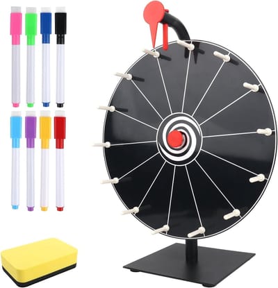 Gelukswiel van 30 cm voor creatieve spelletjes, met 14 sleuven, ideaal voor loterij, feest en spelletjesavonden