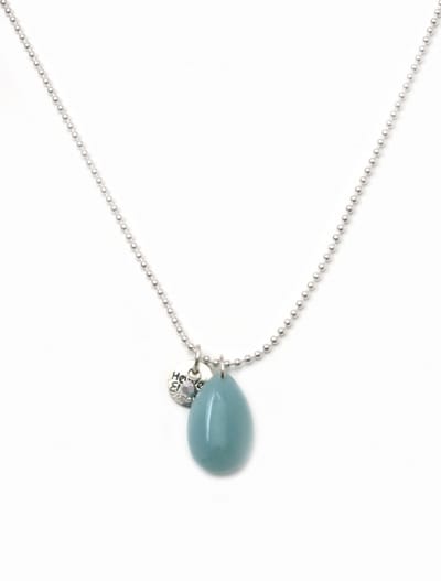 Heaven Eleven ketting rvs ballchain met een drop Amazoniet natuursteen