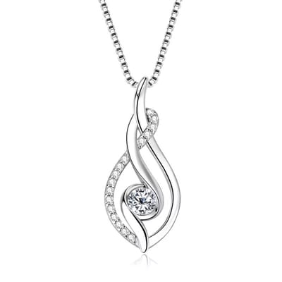 Selevie Ketting wit gouden Druppel design met ronde Moissanite 1ct – 925 Sterling Zilver met Gold Plate en Moissanite Steen -