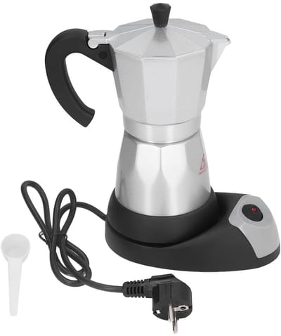 OmGoods - Dailygoody - Elektrische Moka Pot - 480 W Koffiezetapparaat - 300 ml - Voor Gezinnen en Kantoren - Aluminium - Ideaal voor Meetings