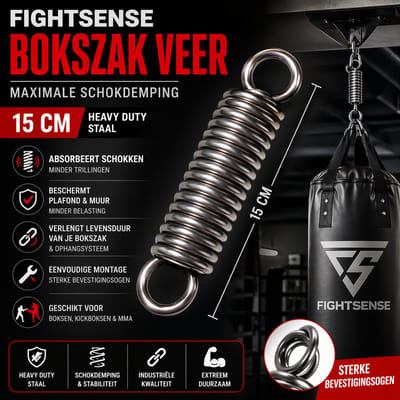 FIGHTSENSE Industriële Bokszak Veer Staal 15cm – Heavy Duty Boksveer – Schokdemper Ophanging voor Bokszak