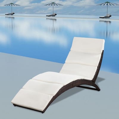 Inklapbare ligstoel - Relaxstoel tuin - Ontspannen buiten - Inclusief comfortabel kussen - 162 cm lengte - Bruin