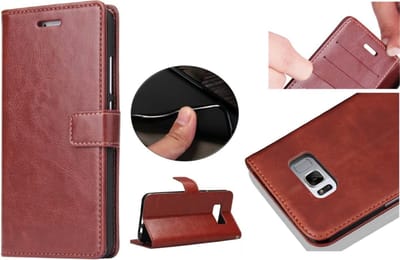 Hoesje geschikt voor Samsung Galaxy S8 Plus / S8+ - Kunstleren Portemonnee Hoesje Bruin - Kunstlederen Wallet Case TPU - Book Case - Flip Cover - Klap - 360 beschermend Telefoonhoesje