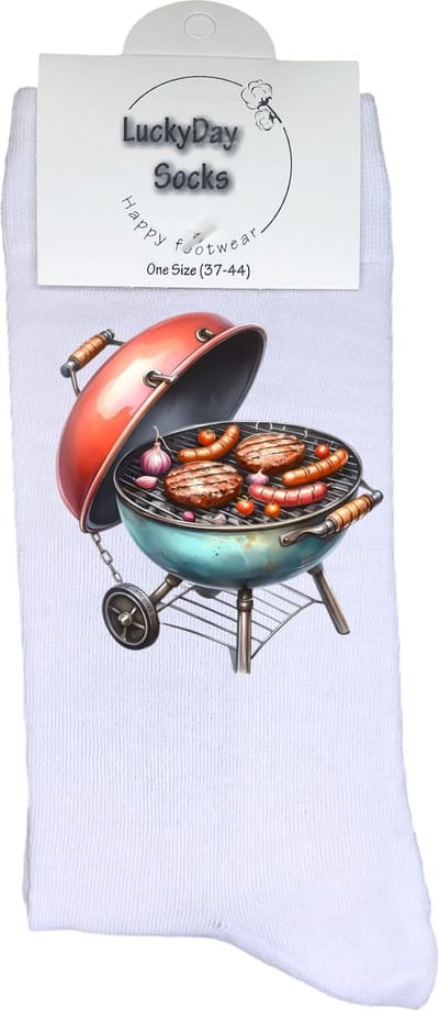 BBQ - Opkikker - Grappige sokken - Valentijns cadeau - Verjaardag cadeau - Sinterklaas cadeau - Leuke sokken - Vrolijke sokken - Kerstfeest - Grillen - Kerst Sokken - Vaderdag - Moederdag - Kerstcadeau - Kunst - Socks die Happy maken - Maat 37-44