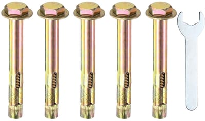METERXITY 5 stuks zeshoekige spreidpluggen M10 x 100 mm, gekleurd verzinkt ijzer-koolstofstaal, externe zeshoekige spreidpluggen met 17 mm moersleutel, roestbeschermende metalen pluggen voor beton