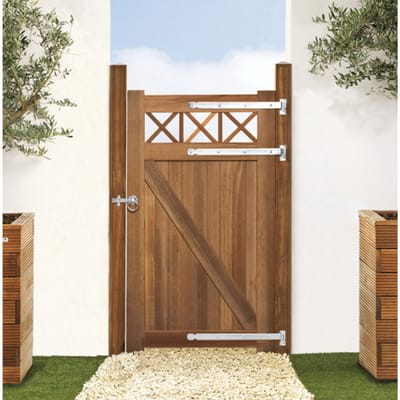 Intergard Poort tuinpoort tuindeur trellis Bangkirai hardhout 100x180cm