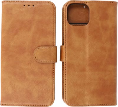 iPhone 15 Hoesje Book Case Telefoonhoesje Bruin