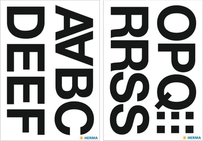 Herma Stickervellen met 39x stuks plak letters - A t/m Z - zwart - 33 mm - Waterbestendig - Geschikt voor buiten - brievenbus