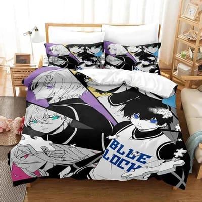 3D Geprint Anime BLUE LOCK Bachira Bedset Dekbedovertrek Kussensloop Beddengoedset Bedlinnen Laken Dekbedovertrek Volledige Queen King Size 70x133cm 2pcs