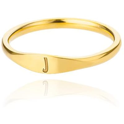Kleine Ringetjes met Initialen Voor Vrouwen Mode A-Z Letter Vinger Roestvrij Staal Ring Esthetische Bruiloft Sieraden Cadeau Bijoux Femme 7&Silver Color beige