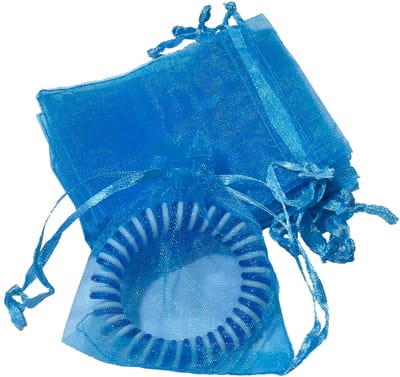 Prigta - Organza Zakjes Lichtblauw 7x9 cm - 100 stuks - Kleine Cadeauzakjes - Herbruikbaar - Voor Babyshower & Bedankjes - Satijnen Trekkoord
