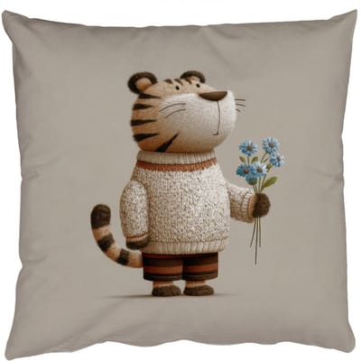 Sierkussens - Kussentjes Woonkamer - 50x50 cm - Tijger - Blauwe bloemen - Rustig