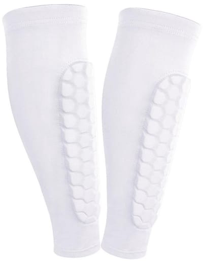 Dailygoods- Scheenbeschermers Voetbal - Honingraatpads - Antislip Compressiesokken - Kinderen/Tieners - Ademend Nylon - Schokabsorptie - Voetbalscheenbeschermers