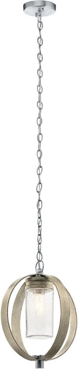 Kichler LED Buiten Hanglamp Grand Bank | 1X E27 Max 60W | IP44 | Dimbaar | Distressed Antique Grey & Brushed Aluminium