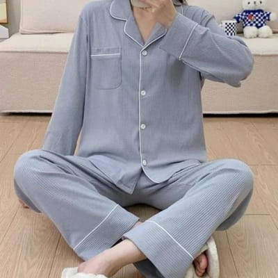Dames Lange Mouw Broek Katoen Pyjama's Dormir Lounge Nachtkleding Effen Wit Pyjama Slaapkamer Huiskleding Vrouwelijke Pyjama's XXL