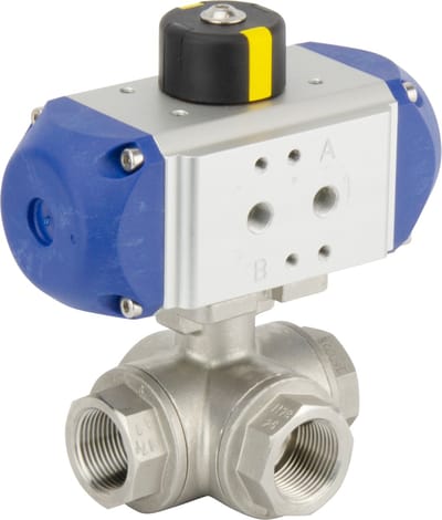 G1/4'' 3-Weg L-boring RVS Pneumatische Kogelkraan Dubbelwerkend - BL3SA - BL3SAL-014-PD-002