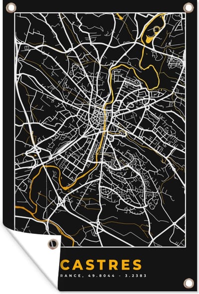 Muurdecoratie Plattegrond – Castres – Stadskaart – Kaart – Frankrijk - 120x180 cm - Tuinposter - Tuindoek