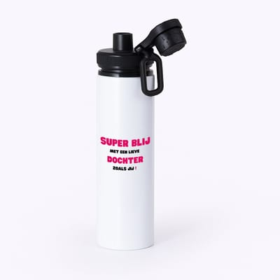 Hacebo® - super blij met een lieve dochter zoals jij waterfles met draaidop zwart - Dochter - de liefste dochter - verjaardag - cadeautje voor dochter - dochter artikelen - kado - geschenk - water fles - 850ML